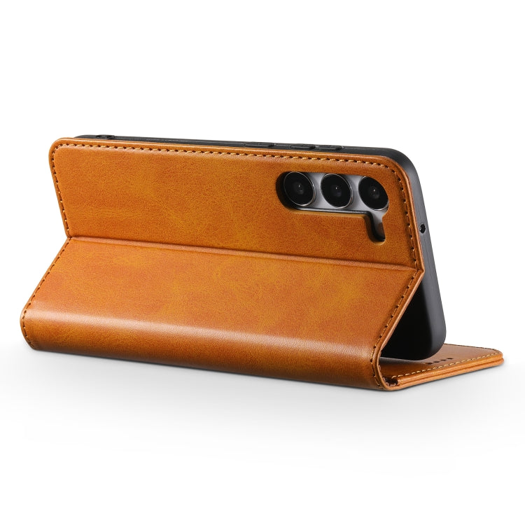 For Samsung Galaxy S24 Ultra 5G Suteni Calf Texture Horizontal Flip Leather Phone Case(Khaki)