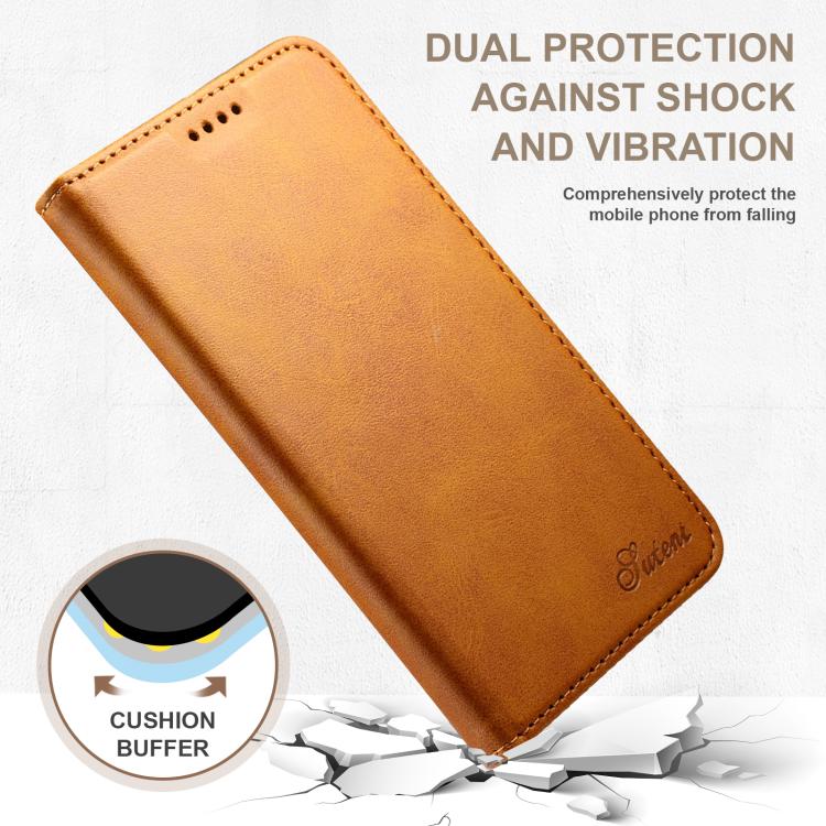 For Samsung Galaxy S25 Ultra 5G Suteni Calf Texture Horizontal Flip Leather Phone Case(Khaki)
