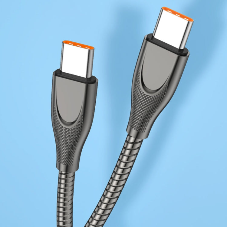 ENKAY ENK-CB130 2m PD100W Type-C to Type-C Carbon Steel Hose Spring Fast Charging Data Cable with E-Marker Chip(Silver) - USB-C & Type-C Cable by ENKAY | Online Shopping South Africa | PMC TechLife | Buy Now Pay Later Mobicred