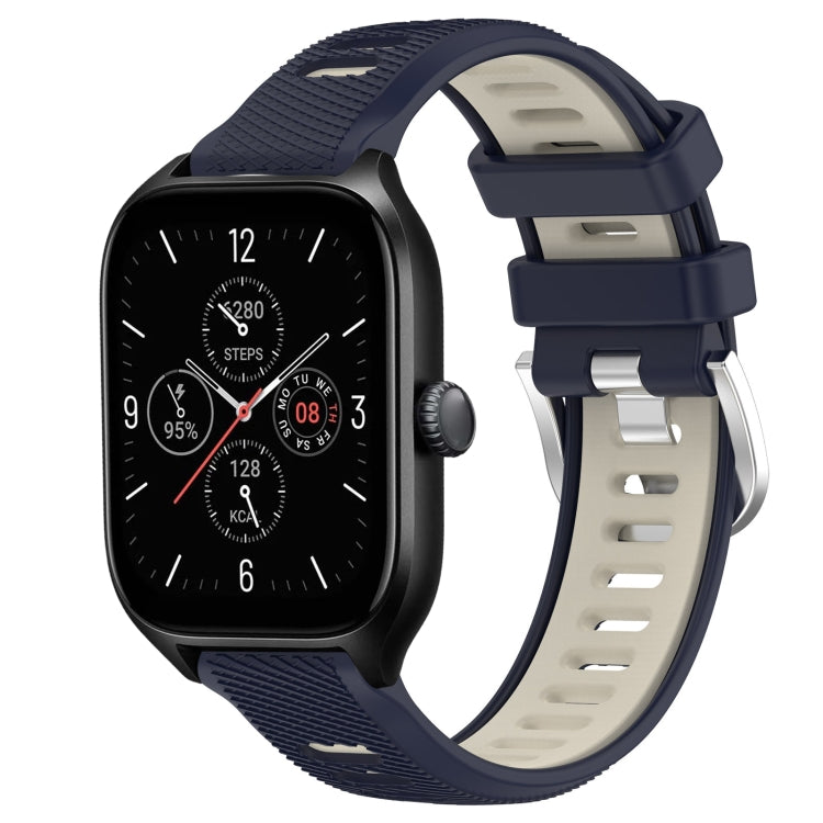For Amazfit GTR Mini 20mm Cross Texture Two Color Silicone Steel Buckle Watch Band(Midnight Blue + Starlight)