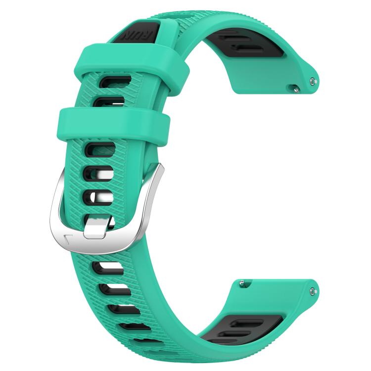For Amazfit GTS 4 20mm Cross Texture Two Color Silicone Steel Buckle Watch Band(Lake Blue+Black)