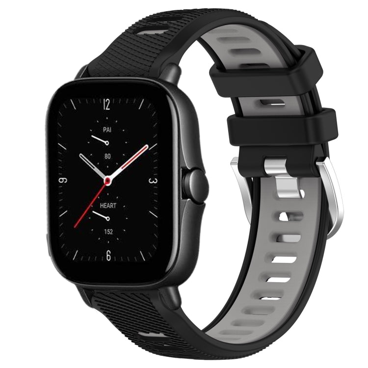 For Amazfit GTS 3 20mm Cross Texture Two Color Silicone Steel Buckle Watch Band(Black+Grey)