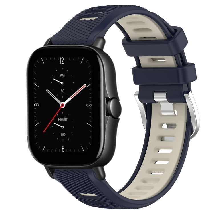 For Amazfit GTS 3 20mm Cross Texture Two Color Silicone Steel Buckle Watch Band(Midnight Blue + Starlight)