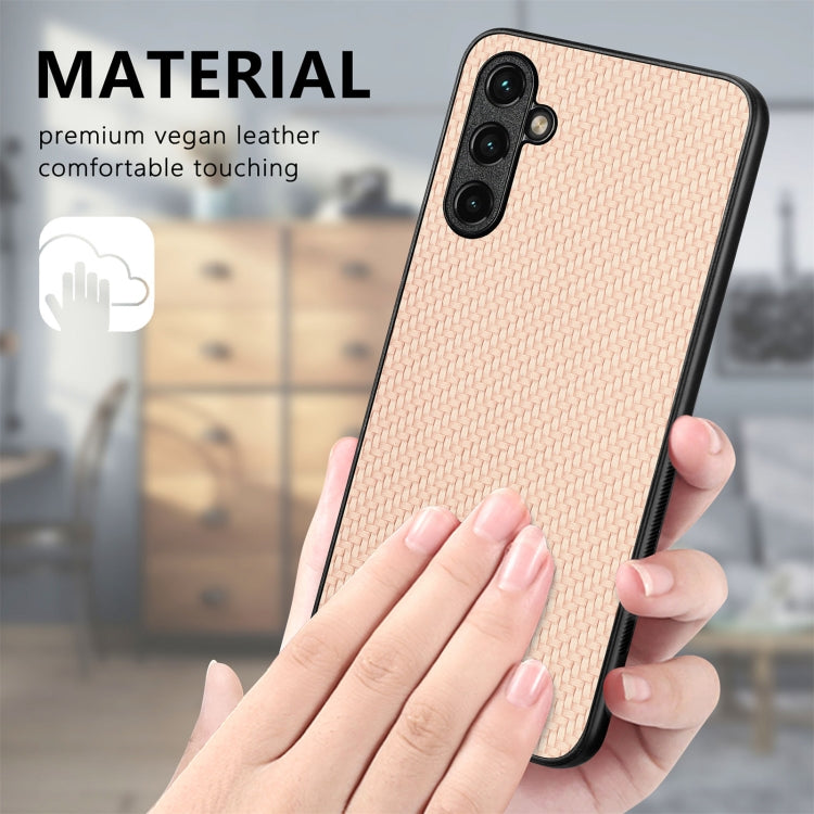 For Samsung Galaxy S25 Ultra 5G Carbon Fiber Texture Leather Back Cover Phone Case(Khaki)