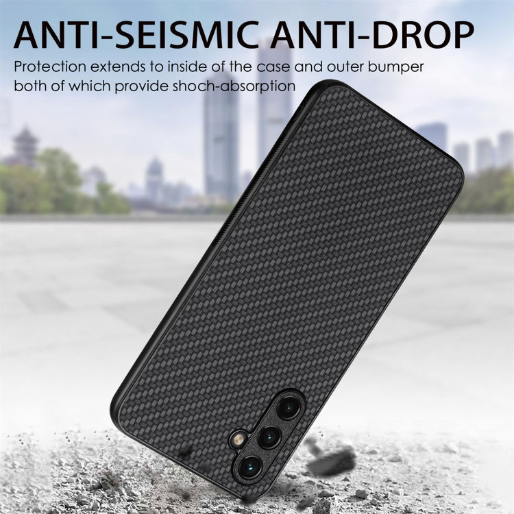 For Samsung Galaxy S25 5G Carbon Fiber Texture Leather Back Cover Phone Case(Black)