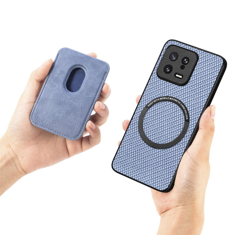 For Xiaomi 13 Carbon Fiber Leather Card Magsafe Phone Case(Brown)
