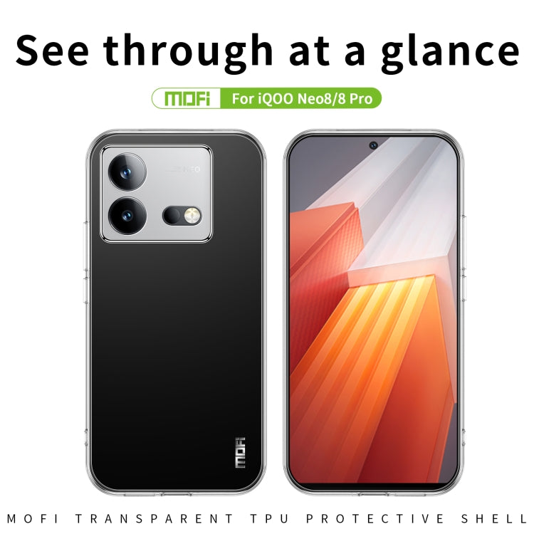 For vivo iQOO Neo8 / Neo8 Pro MOFI Ming Series Ultra-thin TPU Phone Case(Transparent)