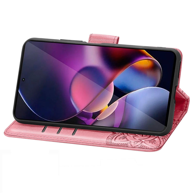 For Motorola Moto G Stylus 5G 2024 Butterfly Love Flower Embossed Leather Phone Case(Pink)