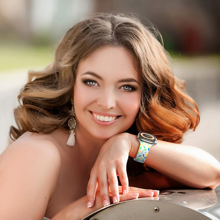 For Apple Watch 2 38mm Rainbow Dots Silicone Magnetic Buckle Watch Band(White) - Watch Bands by PMC TechLife | Online Shopping South Africa | PMC TechLife