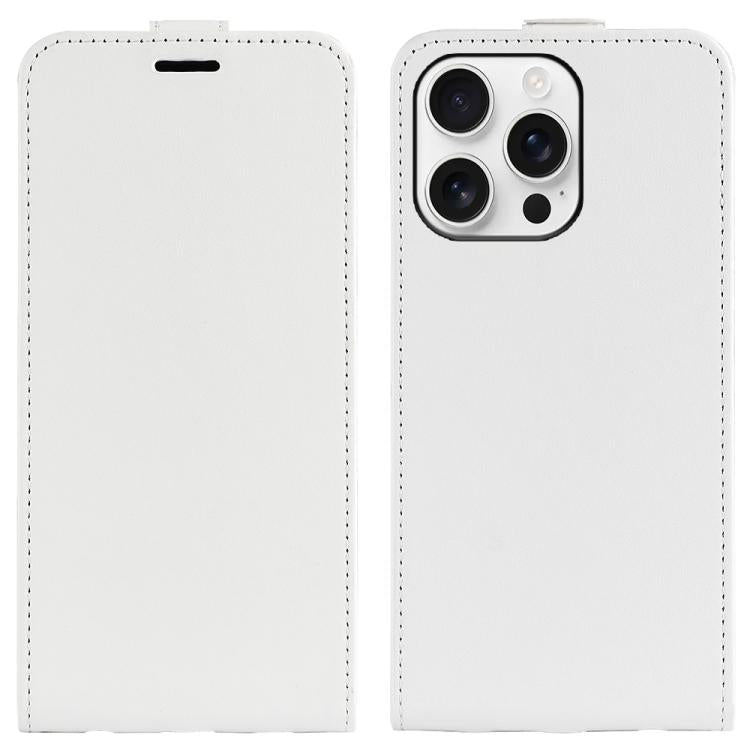 For iPhone 16 Pro R64 Texture Single Vertical Flip Leather Phone Case(White)