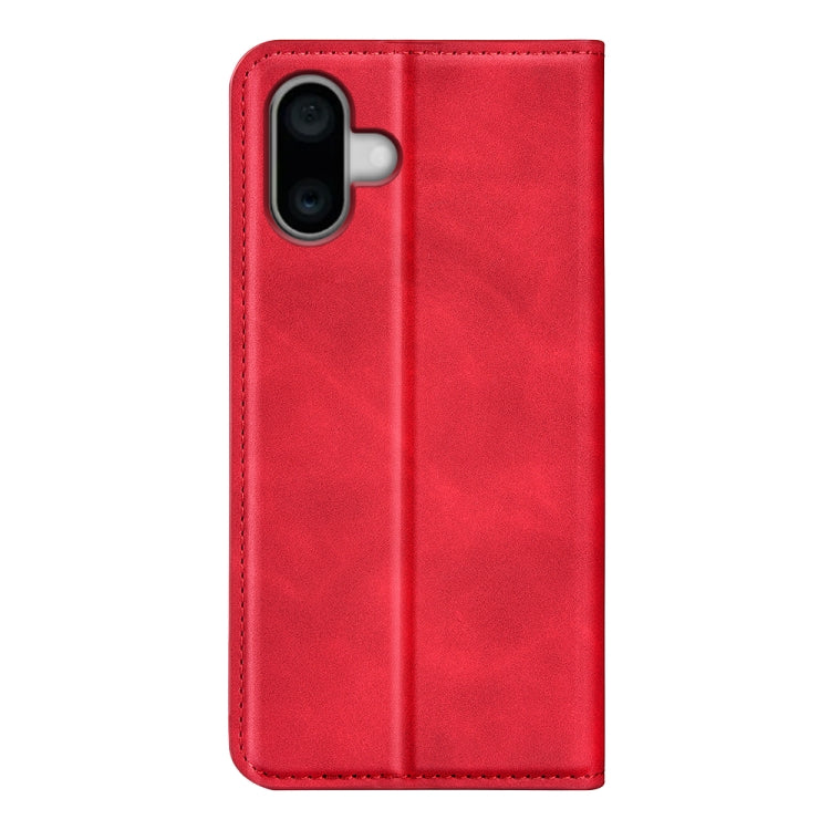 For iPhone 16 Retro-skin Magnetic Suction Leather Phone Case(Red)