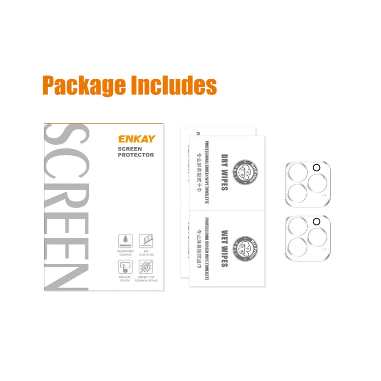 For iPhone 15 Pro / 15 Pro Max 2pcs ENKAY Hat-Prince 9H Rear Camera Lens Tempered Glass Film