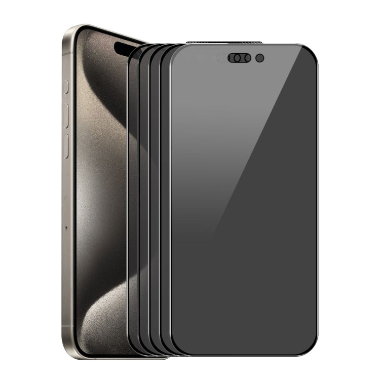 For iPhone 16 Pro Max 5pcs ENKAY Hat-Prince 28�� Anti-peeping Tempered Glass Protector Full Screen Film