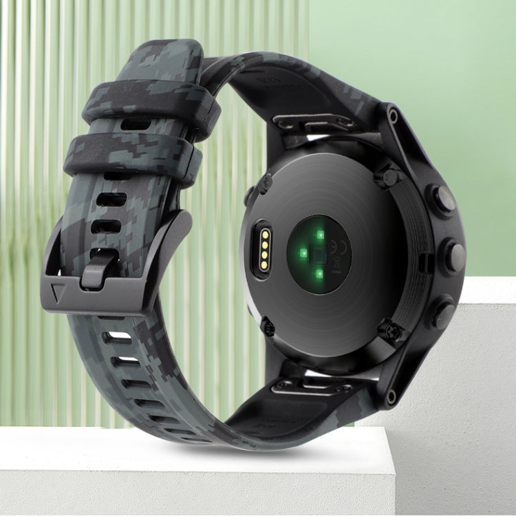 For Garmin Fenix 7 22mm Camouflage Silicone Watch Band(Camouflage Black)