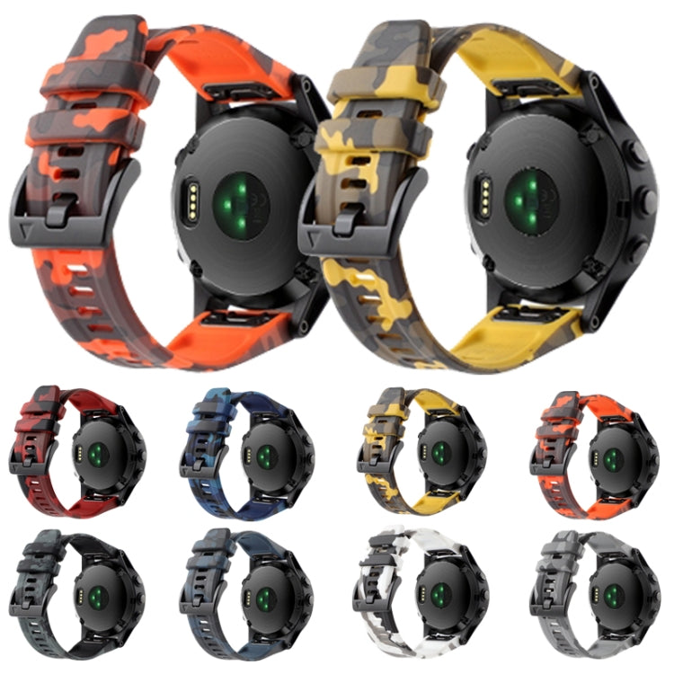 For Garmin Fenix 7 22mm Camouflage Silicone Watch Band(Camouflage Black)