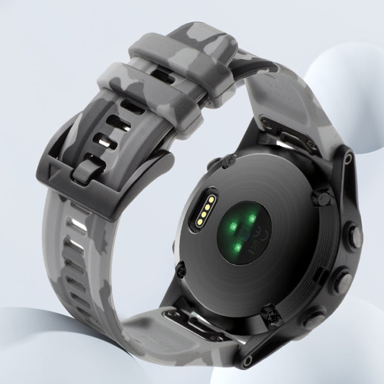 For Garmin Fenix 7 22mm Camouflage Silicone Watch Band(Camouflage Black)