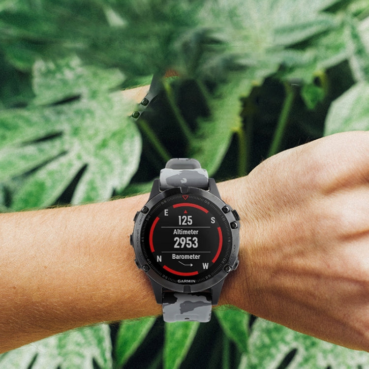 For Garmin Fenix 7 22mm Camouflage Silicone Watch Band(Camouflage Black)