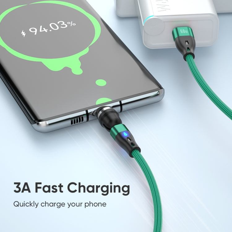 ENKAY PD60W Type-C to Type-C / 8 Pin / Micro USB Magnetic 540 Degrees Rotating Fast Charging Cable, Length:2m(Green)