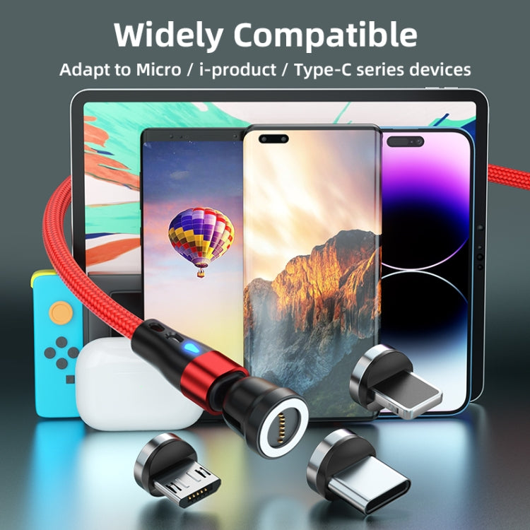 ENKAY 3 in 1 3A USB to Type-C / 8 Pin / Micro USB Magnetic 540 Degrees Rotating Fast Charging Cable, Length:2m(Red) - free shipping - PMC Jewellery - Order now!