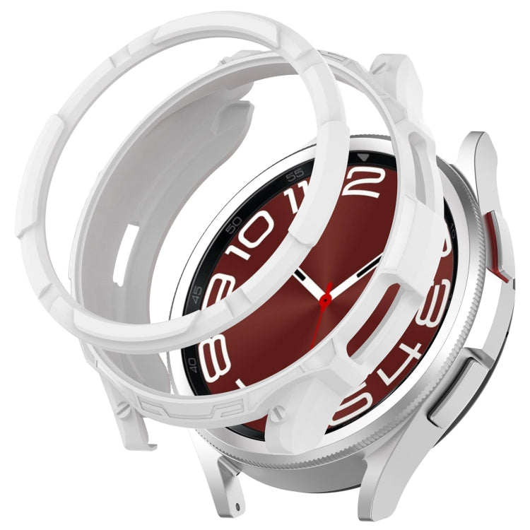 For Samsung Galaxy Watch 6 Classic 43mm Rotating Ring + TPU Armor Watch Protective Case(White)