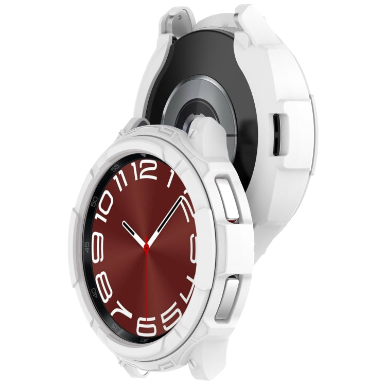 For Samsung Galaxy Watch 6 Classic 43mm Rotating Ring + TPU Armor Watch Protective Case(White)