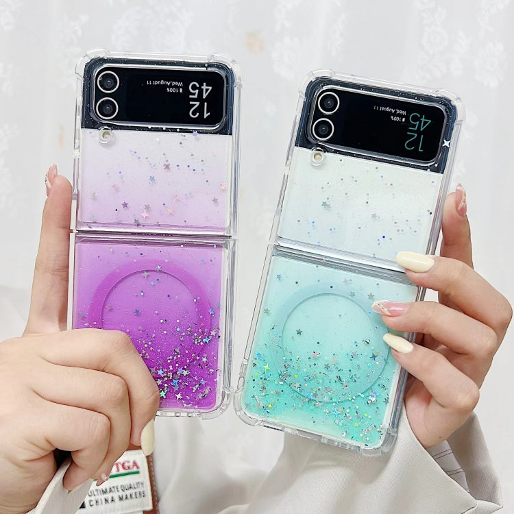 For Samsung Galaxy Z Flip3 Magsafe Glitter TPU Phone Case(White)
