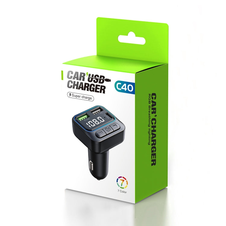C40 Type-C + Dual USB QC3.0 Car Charger Bluetooth Hands-free Call Adapter Car MP3 Music Player - free shipping - PMC TechLife - Order now!