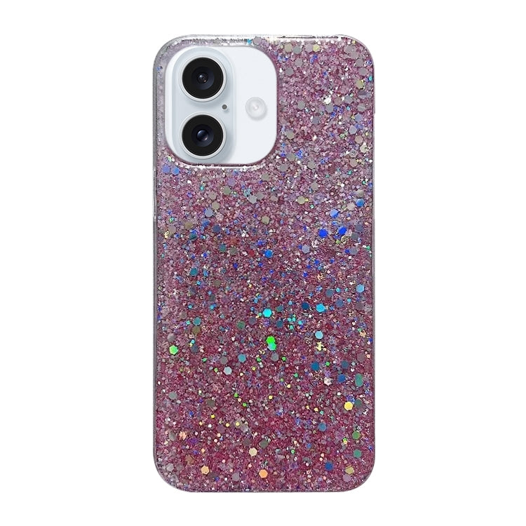 For iPhone 16 Plus Glitter Sequins Epoxy TPU Phone Case(Pink)