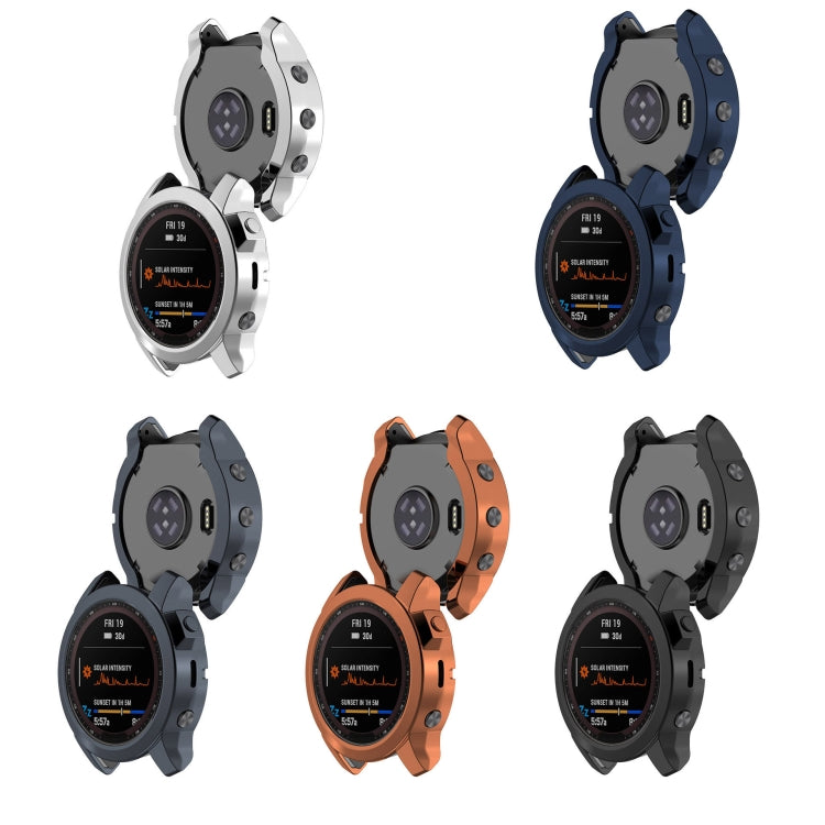 For Garmin Fenix 7 Pro Half Package Electroplated TPU Watch Protective Case(Sliver) - Watch Cases by PMC TechLife | Online Shopping South Africa | PMC TechLife