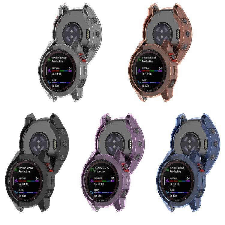 For Garmin Fenix 7 Pro Half-Package TPU Watch Protective Case(Transparent Orange) - Watch Cases by PMC TechLife | Online Shopping South Africa | PMC TechLife | Buy Now Pay Later Mobicred