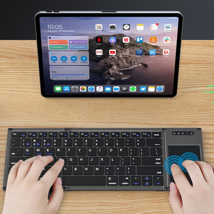 B066T Tri-fold Wireless Bluetooth Keyboard Compatible Multi-system Cell Phone Tablet Keyboard - Wireless Keyboard by PMC Jewellery | Online Shopping South Africa | PMC Jewellery | Buy Now Pay Later Mobicred