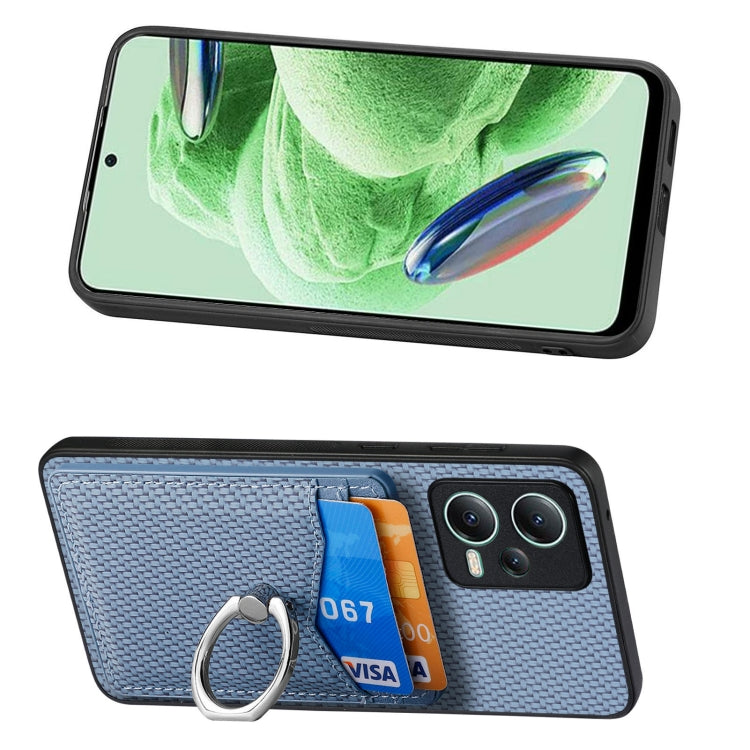 For Xiaomi 13 Lite Carbon Fiber Card Wallet Ring Holder Phone Case(Blue)