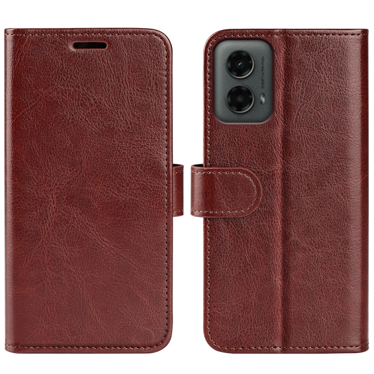 For Motorola Moto G 5G 2024 R64 Texture Horizontal Flip Leather Phone Case(Brown)