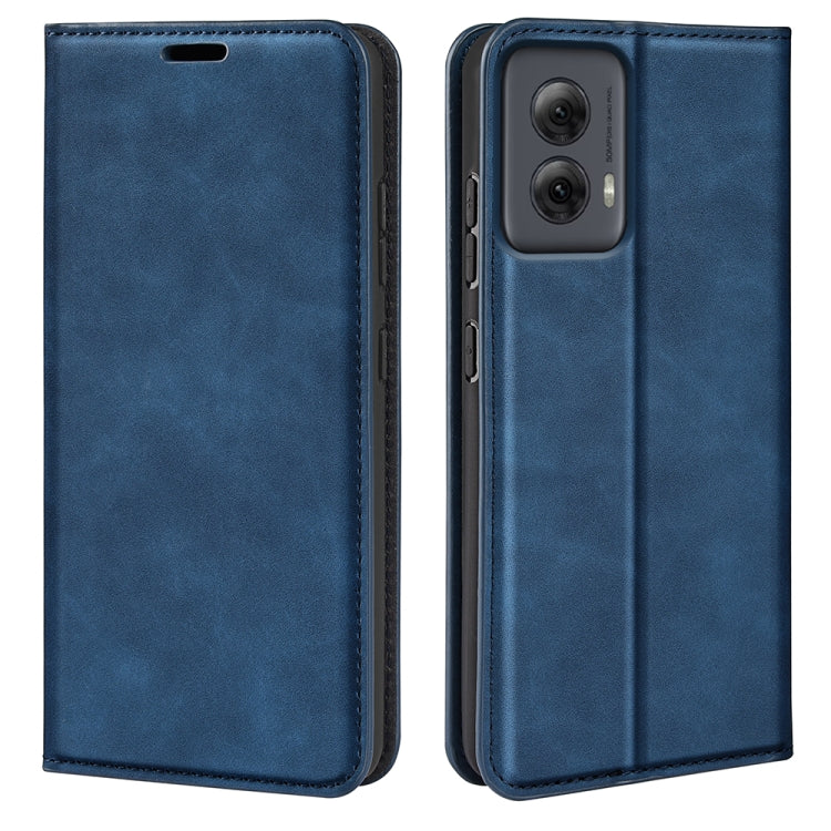 For Motorola Moto G Power 5G 2024 Retro-skin Magnetic Suction Leather Phone Case(Dark Blue)