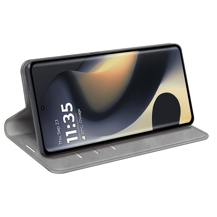 For Motorola Edge 5G 2024 Retro-skin Magnetic Suction Leather Phone Case(Grey)