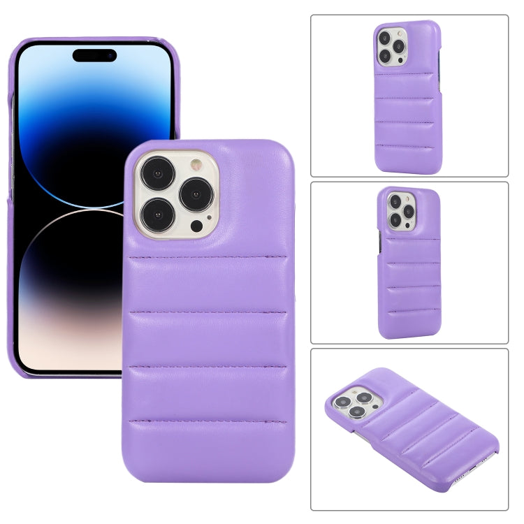 For iPhone 15 Pro Max Down Jacket Airbag Shockproof Phone Case(Purple)