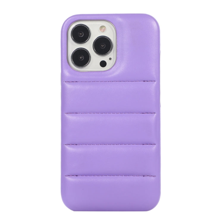 For iPhone 15 Pro Max Down Jacket Airbag Shockproof Phone Case(Purple)