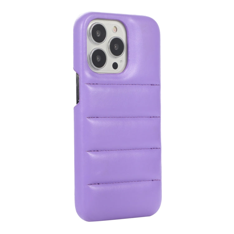 For iPhone 15 Pro Max Down Jacket Airbag Shockproof Phone Case(Purple)