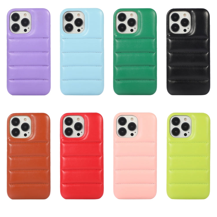 For iPhone 15 Pro Max Down Jacket Airbag Shockproof Phone Case(Purple)
