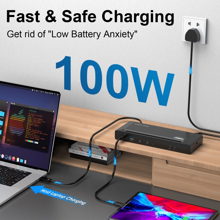 Wavlink UG69PD2 Dual 4K Fast Charging Integrated Docking Station, Plug:AU Plug