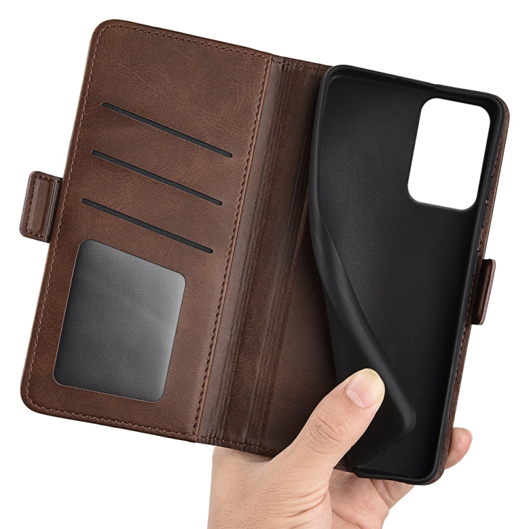 For Motorola Moto G Power 5G 2024 Dual-side Magnetic Buckle Horizontal Flip Leather Phone Case(Brown)