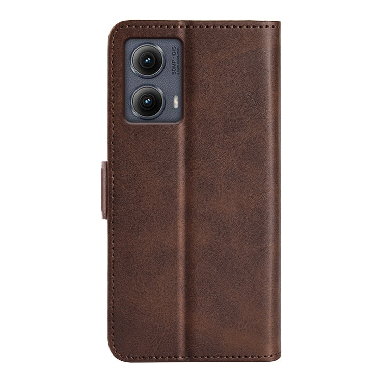 For Motorola Edge 5G 2024 Dual-side Magnetic Buckle Horizontal Flip Leather Phone Case(Brown)