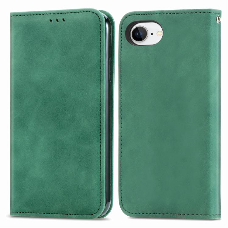 For iPhone 16e Retro Skin Feel Magnetic Flip Leather Phone Case(Green) - iPhone 16e Cases by PMC Jewellery | Online Shopping South Africa | PMC Jewellery | Buy Now Pay Later Mobicred