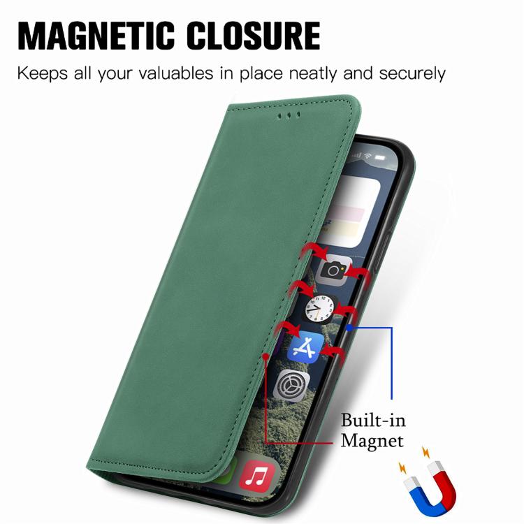 For iPhone 16e Retro Skin Feel Magnetic Flip Leather Phone Case(Green) - iPhone 16e Cases by PMC Jewellery | Online Shopping South Africa | PMC Jewellery | Buy Now Pay Later Mobicred