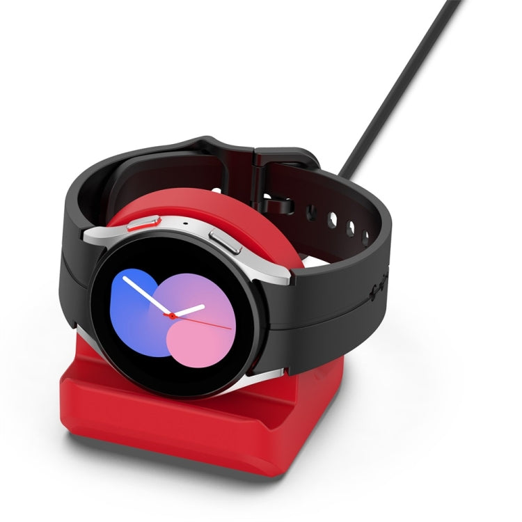 For Samsung Galaxy Watch6 / Watch6 Classic / Watch5 / Watch5 Pro JUNSUNMAY Silicone Charger Stand Non-Slip Base(Red)