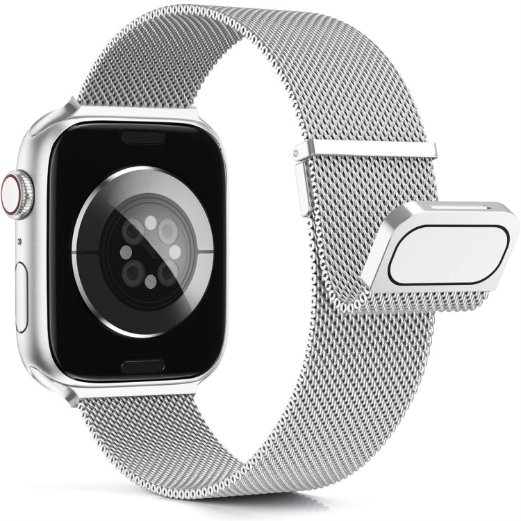 For Apple Watch 4 44mm Milan Double Magnetic Steel Mesh Watch Band(Silver)