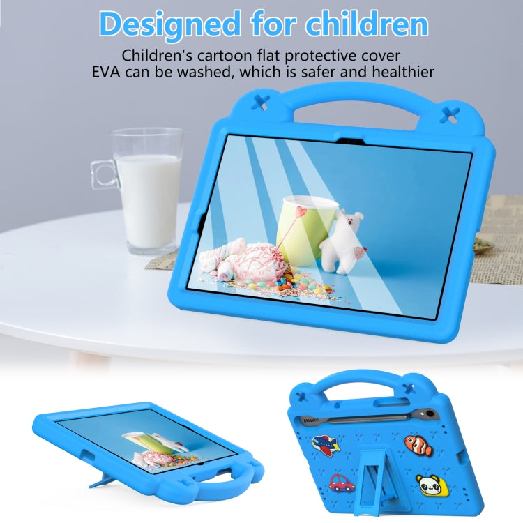 For Samsung Galaxy Tab S9 X710/X716B Handle Kickstand Children EVA Shockproof Tablet Case(Sky Blue)