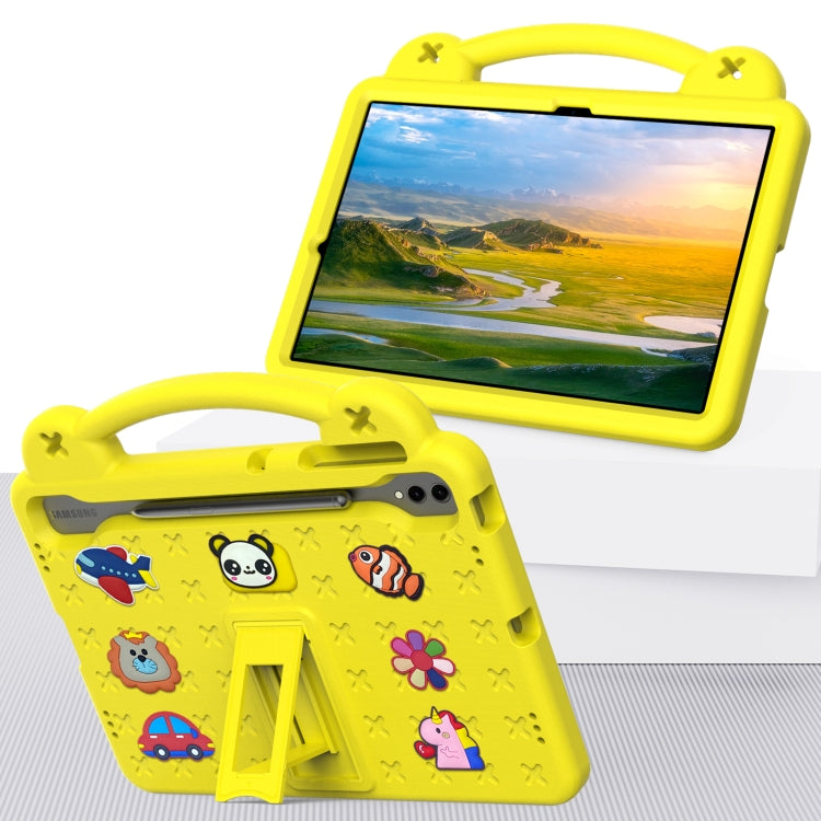 For Samsung Galaxy Tab S9+ 12.4 X810 Handle Kickstand Children EVA Shockproof Tablet Case(Yellow)
