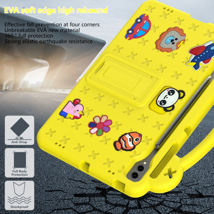 For Samsung Galaxy Tab S9+ 12.4 X810 Handle Kickstand Children EVA Shockproof Tablet Case(Yellow)