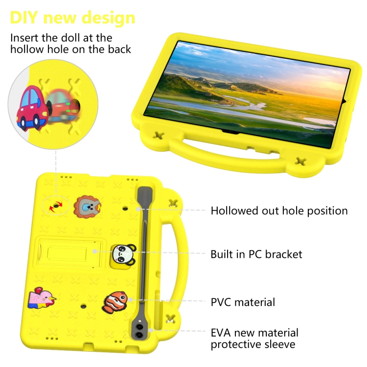 For Samsung Galaxy Tab S10+12.4 X820 Handle Kickstand Children EVA Shockproof Tablet Case(Yellow)